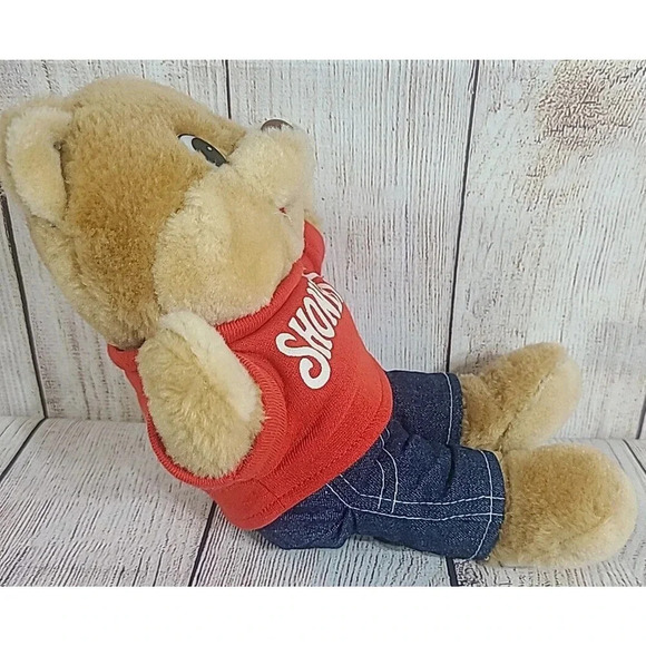 Vintage Shoney's Plush Shoney Bear Stuffed Animal Toy Brown Red 11" 1986 Retired - Picture 5 of 8